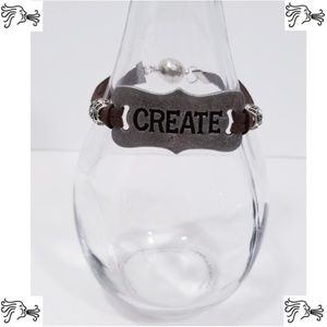 Brown Suede Leather Word Create Bracelet Magnetic